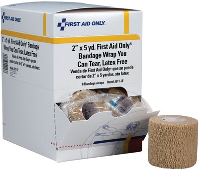 First Aid Only™ Cohesive Elastic Bandage Wrap You Can Tear, Latex-free, 2 x 5 yd, 8/box