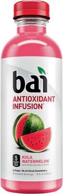 Bai Kula Watermelon, Antioxidant Infused Beverage, 18 Fl. Oz. Bottles, 12/Pack