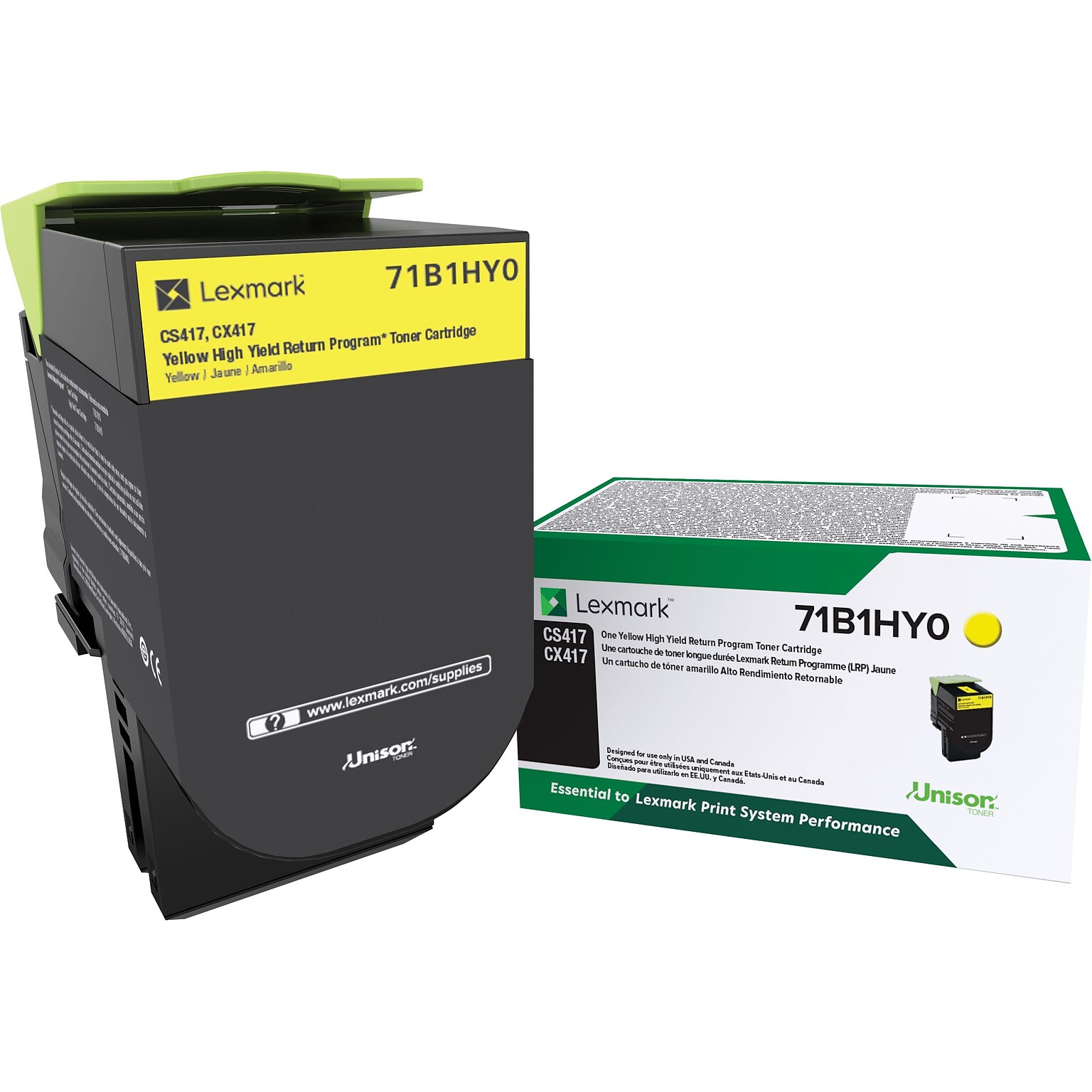 Lexmark 71 Yellow High Yield Toner Cartridge, Prints Up to 3,500 Pages (71B1HY0)