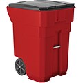 Suncast Commercial Wheeled Trash Can, 96 Gallon, Red (BMTCW96R)