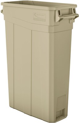 Suncast Commercial Slim Trash Can w/ Handles, 23 Gallon, Sand (TCNH2030S)