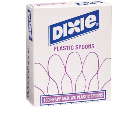 GP PRO Dixie® Polystyrene Medium Weight Soup Spoons, White, 100/Box