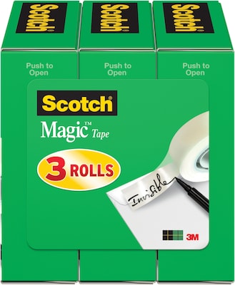 Scotch® Magic Tape, Invisible, Write On, Matte Finish, 1/2  x 36 yds., 1 Core, 36 Rolls (810H3-Cas