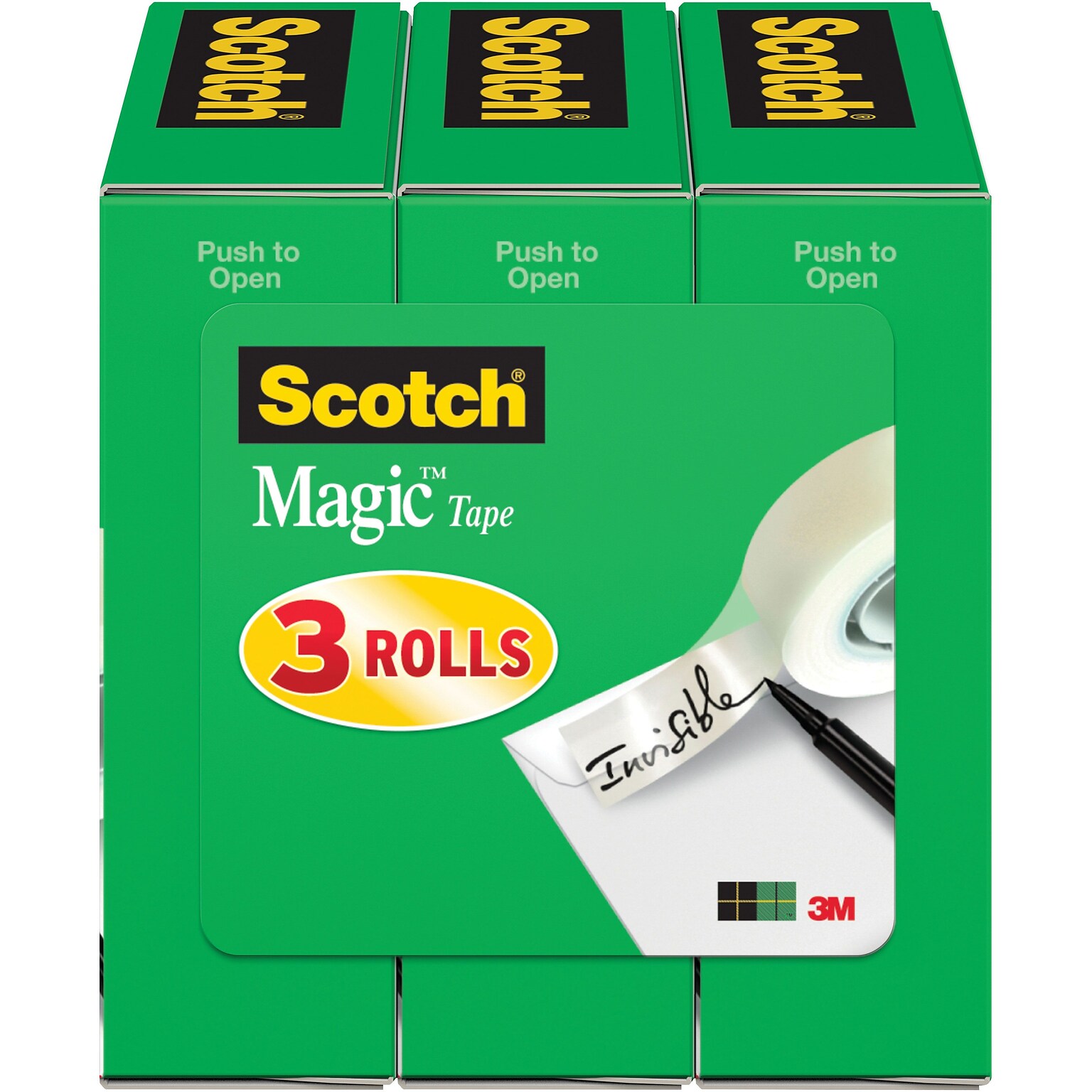 Scotch® Magic Tape, Invisible, Write On, Matte Finish, 1/2  x 36 yds., 1 Core, 36 Rolls (810H3-Case)