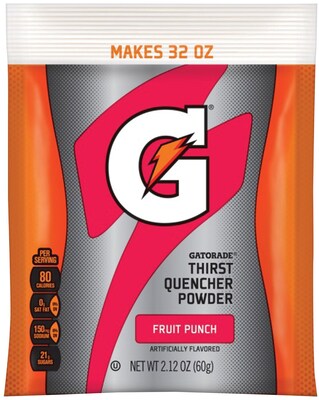 Gatorade Thirst Quencher Fruit Punch Powdered Sports Drink Mix, 2.12 oz., 144/Carton (QUA33808)
