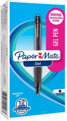 Paper Mate Retractable Gel Pens, Medium Point, Red Ink, Dozen (1746326)