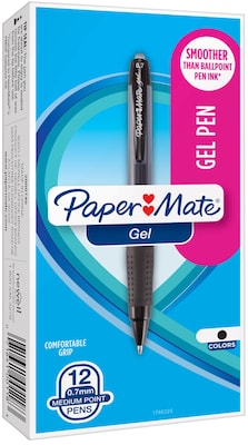 Paper Mate Retractable Gel Pens, Medium Point, Red Ink, Dozen (1746326)