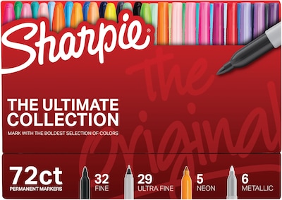 Sharpie Permanent Markers Ultimate Collection, Assorted Tips, Assorted Colors, 72/Set