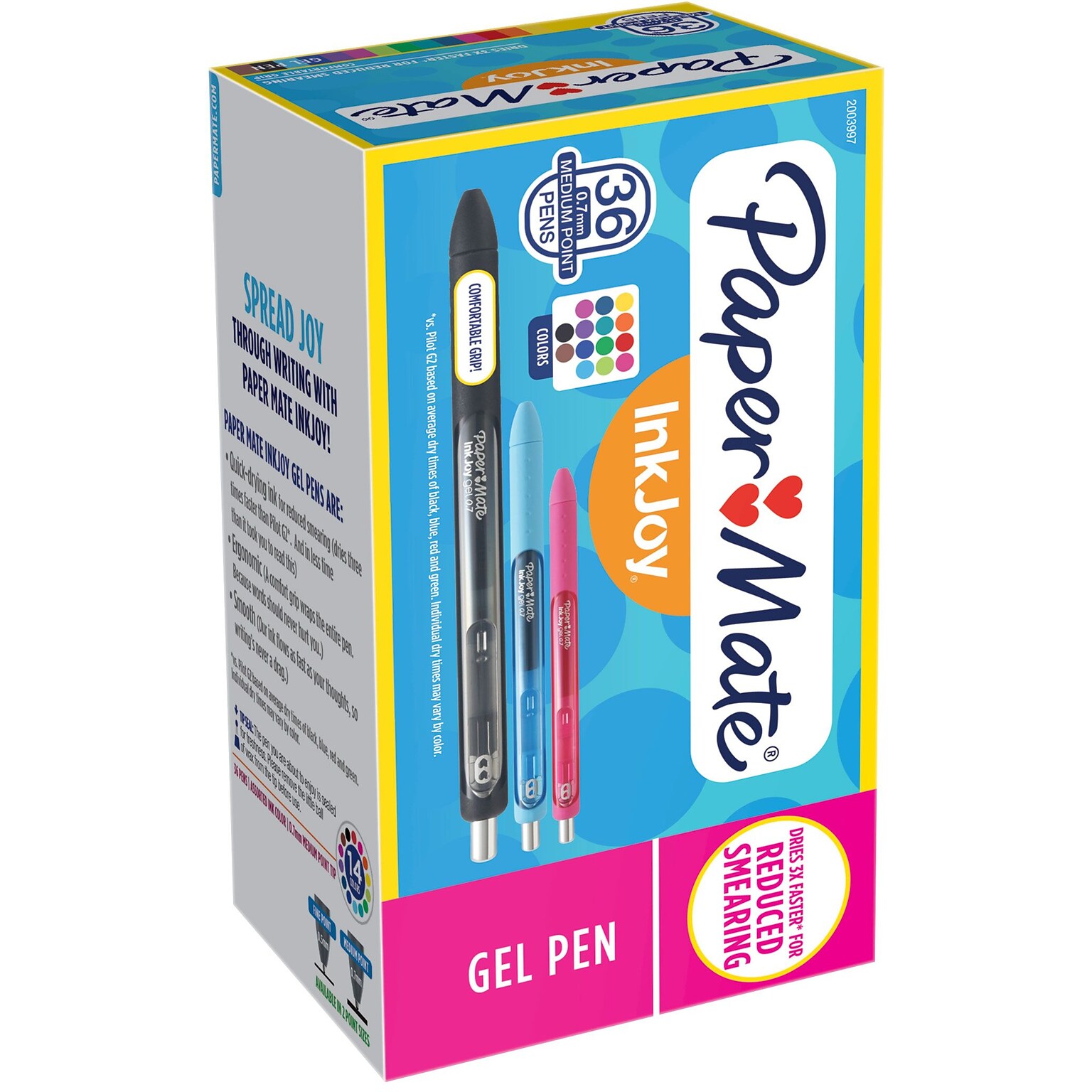 Paper Mate InkJoy Retractable Fashion Gel Pens, Medium Point, Assorted Ink, 36/Pack (2003997/2132016)