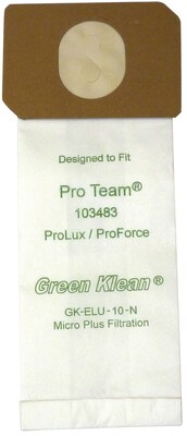 Green Klean® Replacement Vacuum Bags, For ProTeam ProLux, ProForce 1500 & 1500XP,1200XP, ProCare 15 & 15XP vacs, 10/pk
