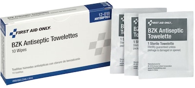 First Aid Only® BZK Antiseptic Towelettes, Pack of 10 (12-018)