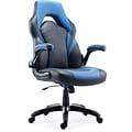 Quill Brand® Luxura Faux Leather Racing Gaming Chair, Black and Blue (51464-CC)