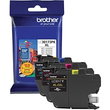 Brother LC30173PK Cyan/Magenta/Yellow High Yield Ink Cartridge, 3/Pack