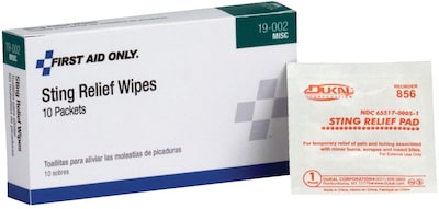 First Aid Only® Sting Relief Wipes, 10/Box (19-002)