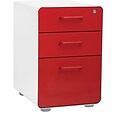 Stow 3-Drawer File Cabinet, White + Red