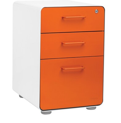 Stow 3-Drawer File Cabinet, White + Orange
