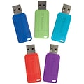 Verbatim 16GB PinStripe USB 2.0 Flash Drive, 5 Pack, Red, Green, Blue, Purple, Teal (99813)