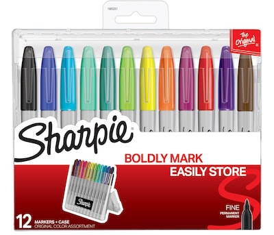 Sharpie Permanent Markers, Fine Tip, Assorted, 12/Pack (1983251)