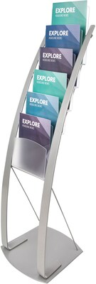 Deflecto Contemporary Floor Display Literature Holder, 8.5 x 11, Vertical, Freestanding, Silver Ac