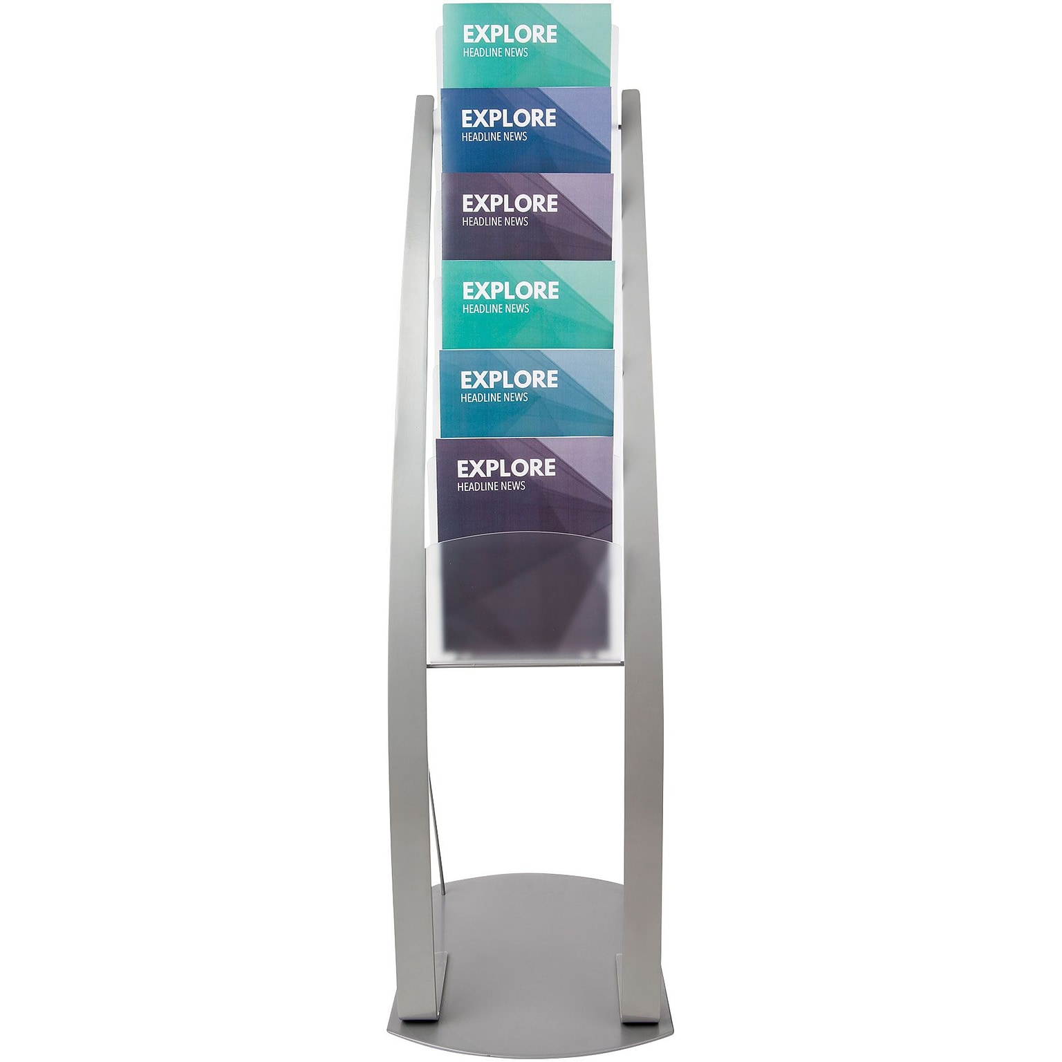 Deflecto® Contemporary Floor Display Literature Holder, 8.5 x 11, Silver Acrylic (693145)