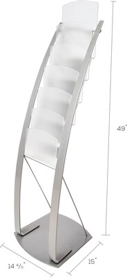 Deflecto Contemporary Floor Display Literature Holder, 8.5" x 11", Vertical, Freestanding, Silver Acrylic (693145)