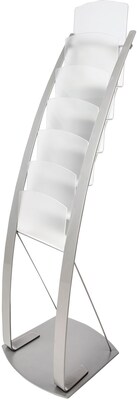 Deflecto Contemporary Floor Display Literature Holder, 8.5" x 11", Vertical, Freestanding, Silver Acrylic (693145)