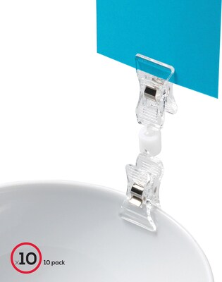 Deflect-O Versagrip Card Holder, Desktop/Wall, Clear/White Acrylic, 10/Pack (20008)