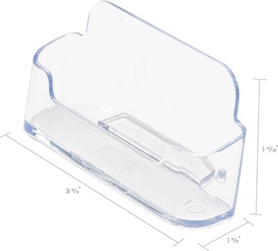 Deflect-O Horizontal Card Holder, 3" x 2", Horizontal, Table Top, Clear Plastic, 2/Pack (70501RT)