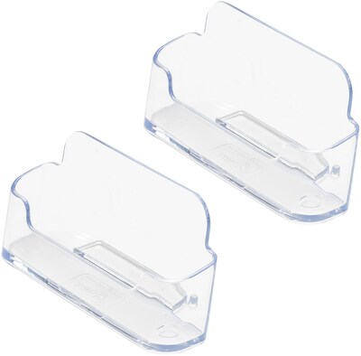 Deflect-O Horizontal Card Holder, 3" x 2", Horizontal, Table Top, Clear Plastic, 2/Pack (70501RT)