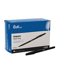 Quill Brand® Stick Pen, Ballpoint Pen, Medium Point, Black, 60/Pack (29250)