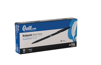 Quill Brand® Stick Pen, Ballpoint Pen, Medium Point, Black, Dozen (50730-QCC)