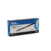 Quill Brand® Stick Pen, Ballpoint Pen, Medium Point, Black, Dozen (50730-QCC)