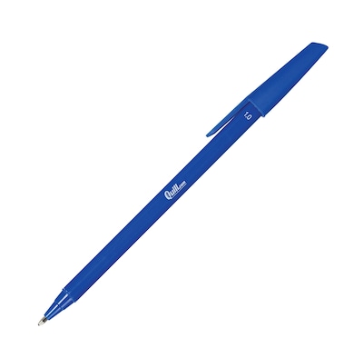Quill Brand® Stick Pen, Ballpoint Pen, Medium Point, Blue, Dozen (50731-QCC)