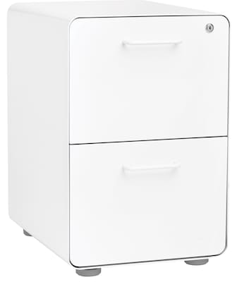 Poppin 2-Drawer Vertical File Cabinet, Letter/Legal Size, Lockable, 24H x 15.75W x 20D, White (10