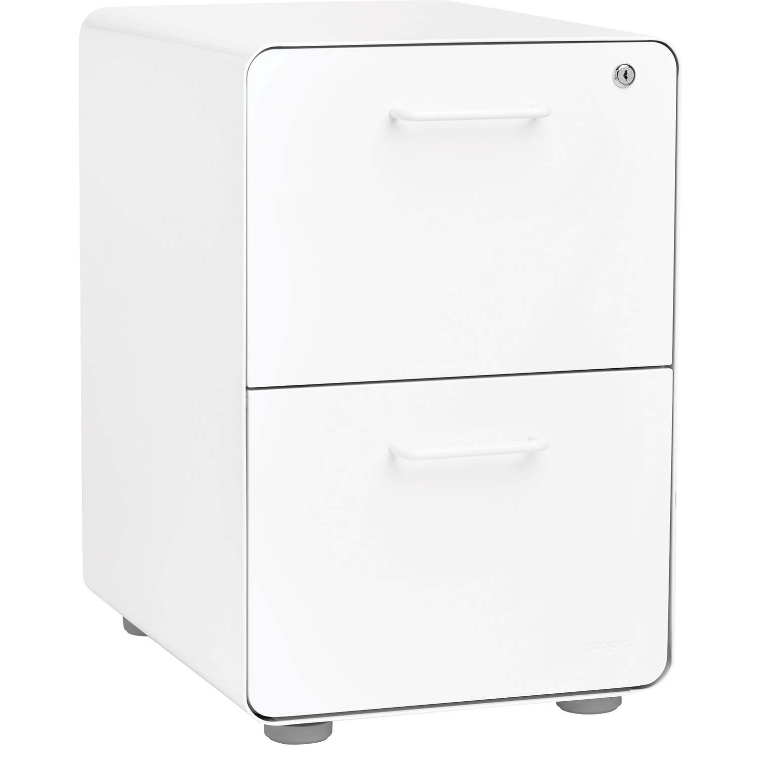 Poppin 2-Drawer Vertical File Cabinet, Letter/Legal Size, Lockable, 24H x 15.75W x 20D, White (100413)