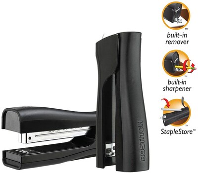 Bostitch Dynamo Stapler with Built-in Sharpener and Remover, 20 Sheet Capacity, Black (B696R-BLK)