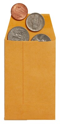 Staples Gummed #1 Currency Envelope, 3.5 x 2.25, Kraft, 250/Box (19726/19301)