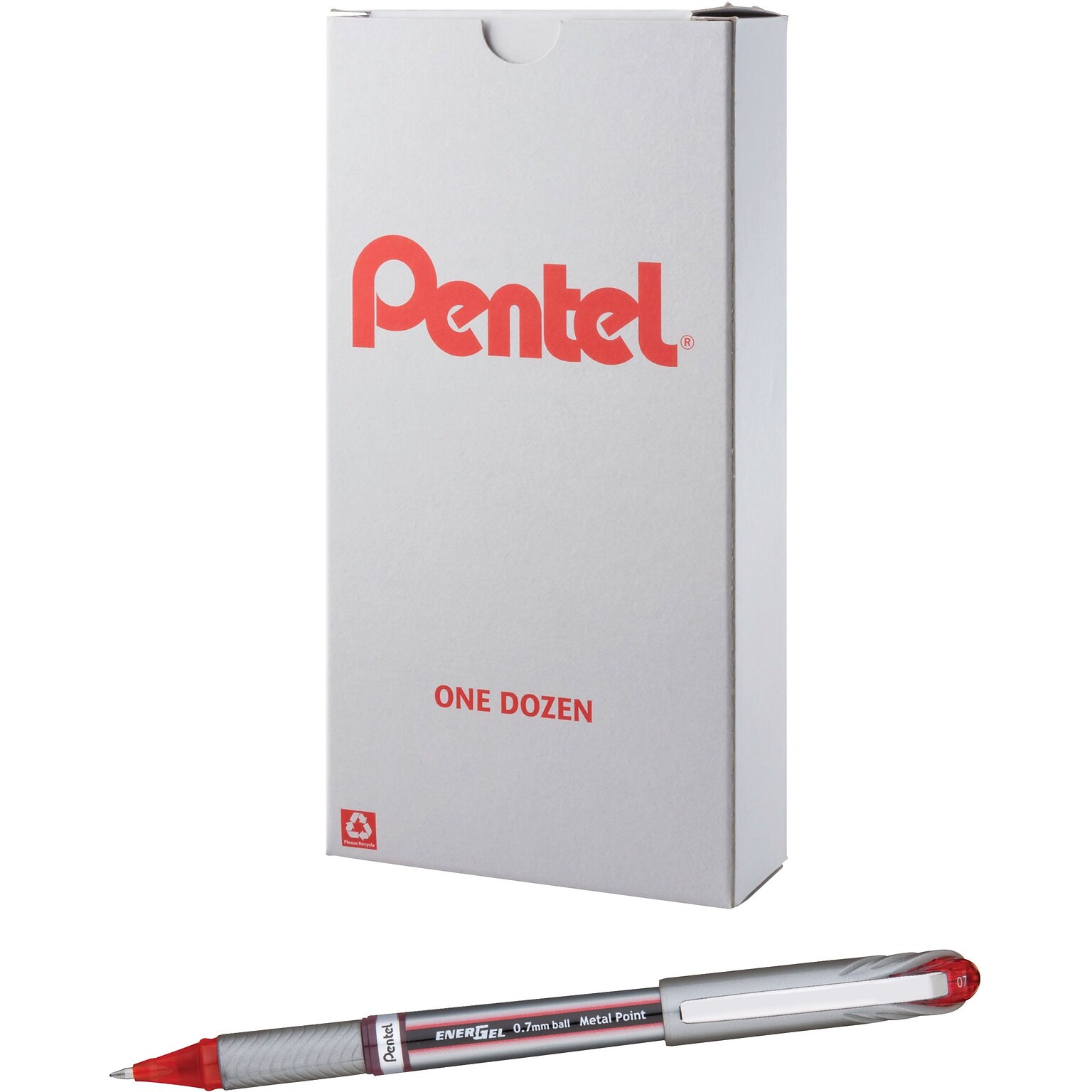 Pentel EnerGel NV Liquid Gel Pens, 0.7mm, Red, Dozen (BL27-B)