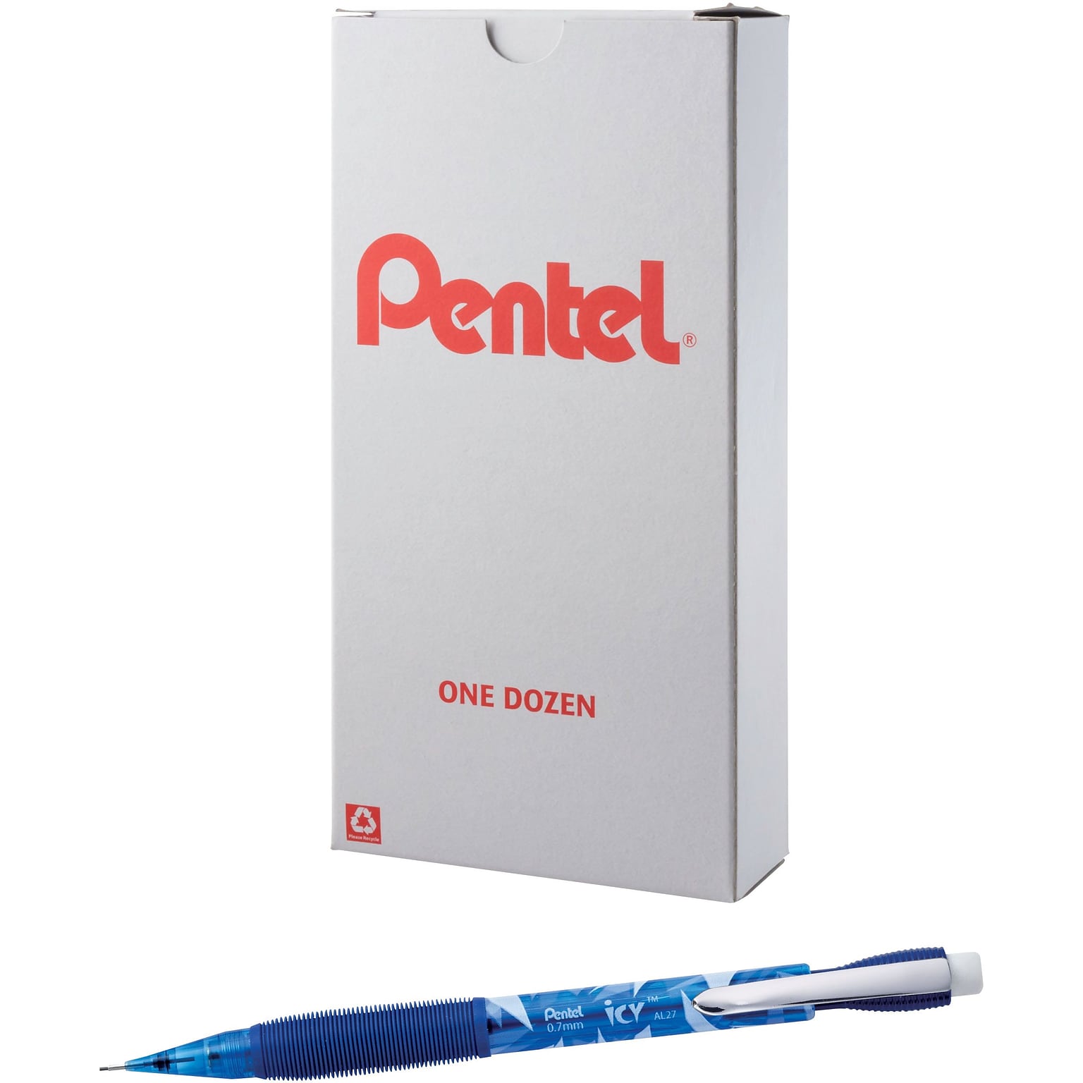 Pentel Icy Mechanical Pencil, 0.7mm, #2 Medium Lead, 2 Dozen (AL27TCSWSPR)