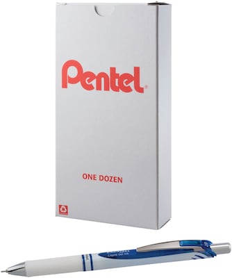 Pentel EnerGel Retractable Gel Pen, Medium Point, Blue Ink, Dozen (BLN77PW-C)