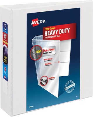Photo 1 of Avery DuraHinge Heavy Duty 2" 3-Ring View Binder, White (79792)