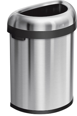 simplehuman Semi-Round Open Trash Can, Heavy-Gauge Brushed Stainless Steel, 21 Gallon (CW1473)