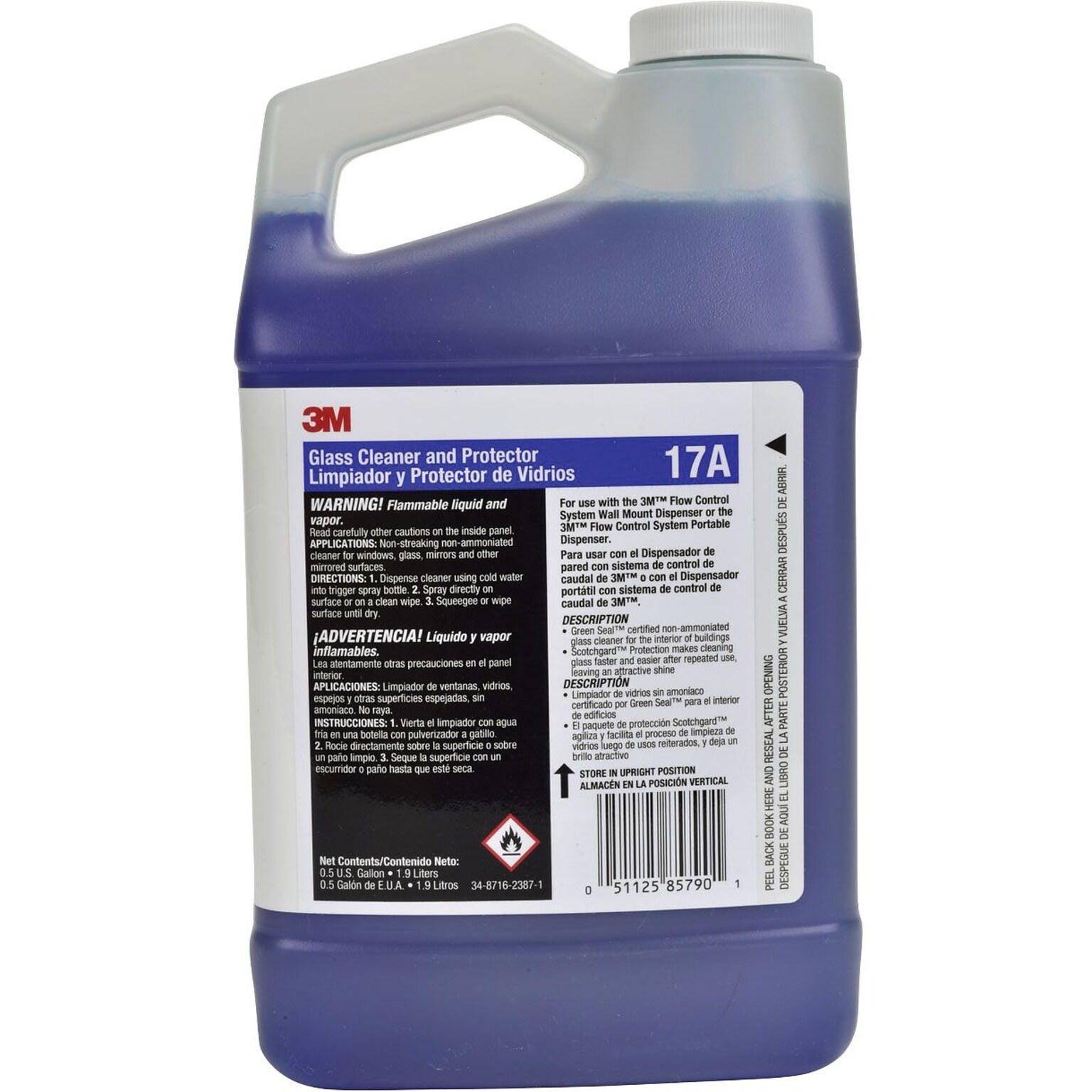 3M Glass Cleaner And Protector Concentrate, 0.5 Gallon, 4/Case 17A