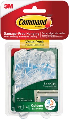 12 Packs: 16 ct. (192 total) Command™ Clear Outdoor Light Clips By 3M