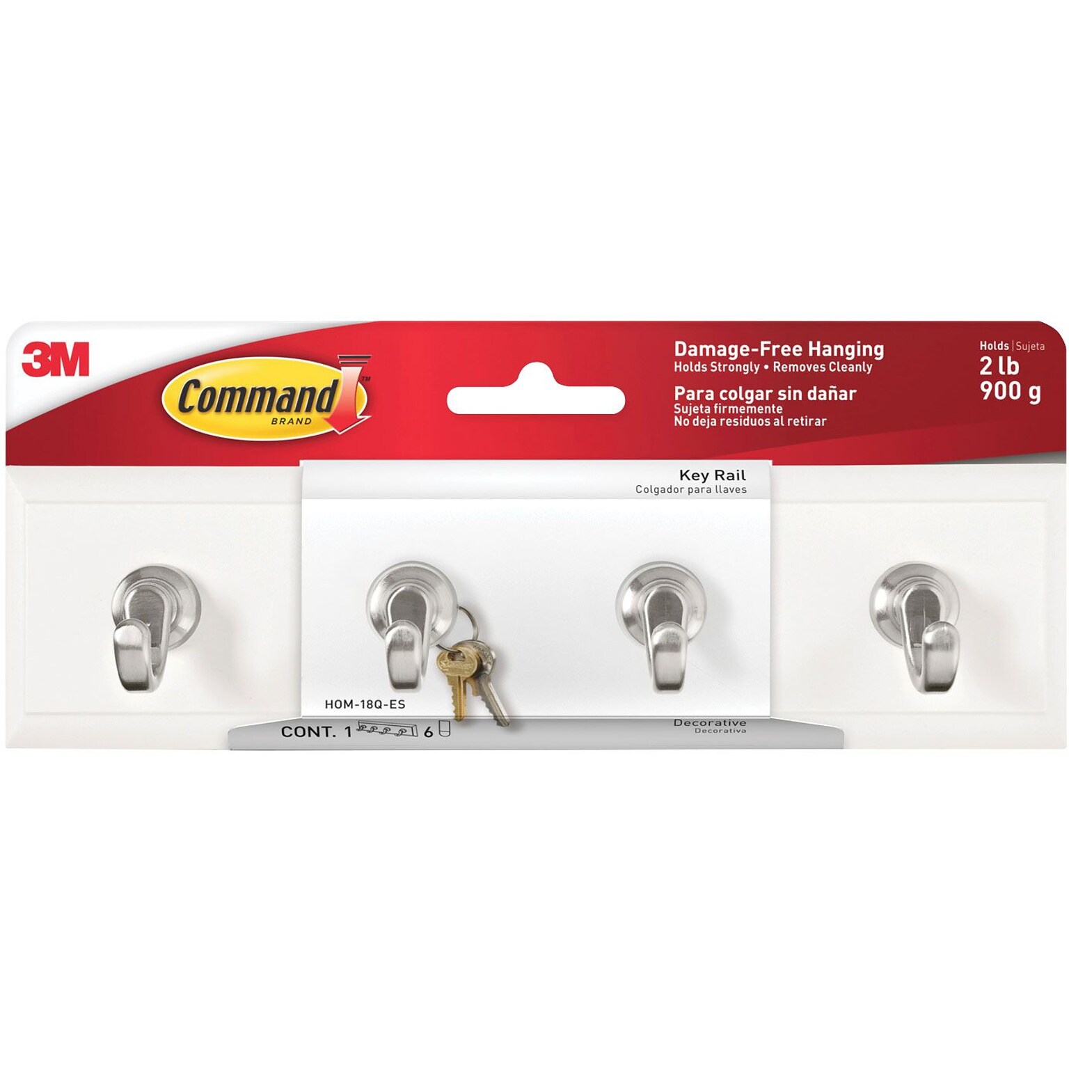 Command™ Small Key Rail, White, Each (HOM-18Q-ES)