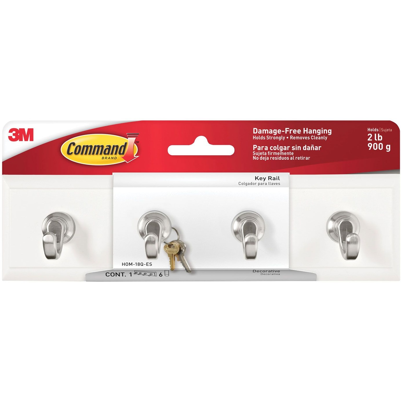 Command™ Small Key Rail, White, Each (HOM-18Q-ES)