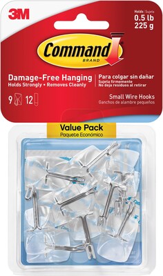 Command Small Wire Toggle Hooks, Damage Free Hanging of Dorm Room Decorations, 9 Command Hooks, 12 Command Strips (17067CLR-9ES)
