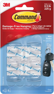 Command™ Mini Hooks, Clear, 6/Pack (17006CLR-ES)