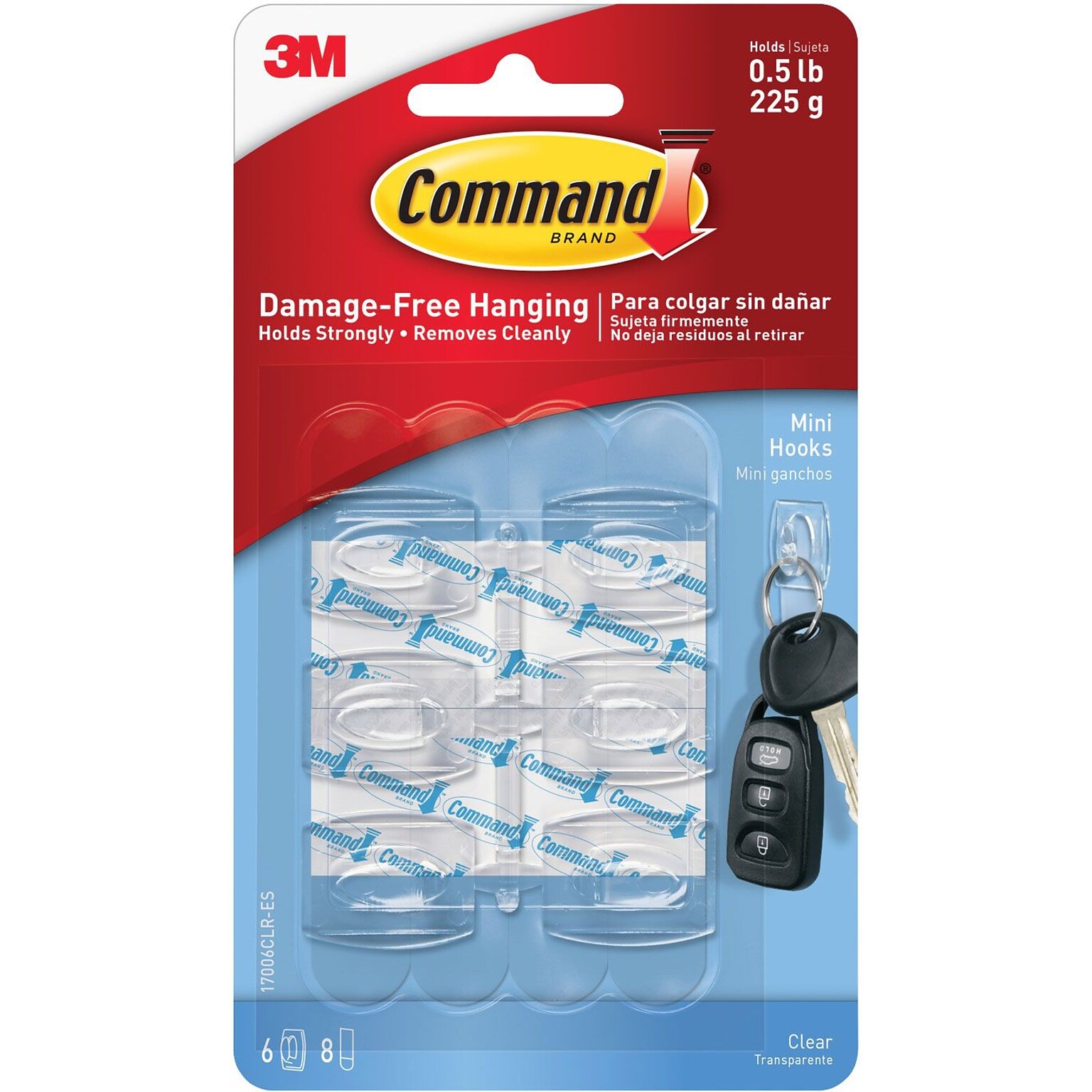 Command™ Mini Hooks, Clear, 6/Pack (17006CLR-ES)