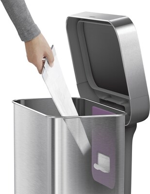 simplehuman Rectangular Step Trash Can with Liner Pocket, Brushed Stainless Steel, 14.5 Gallon (CW20